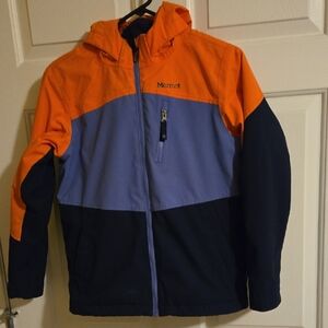 Marmot Kids Tri-Tone Raincoat - Orange, Blue, Black